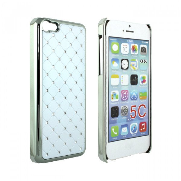 Wholesale iPhone 5C Star Diamond Chrome Case (White)